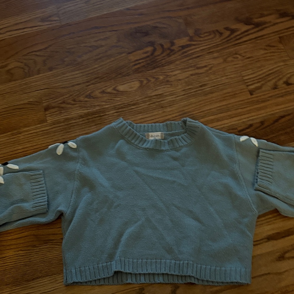 Altar'd State Blue Sweater with White Details